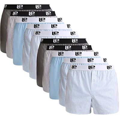 Lower East Amerikanska boxershorts med resår i midjan, Herr, Ljusblå/grå (10-pack), 4XL Lower East Amerikanska boxershorts med resår i midjan, Herr, Ljusblå/grå (10-pack), 4XL