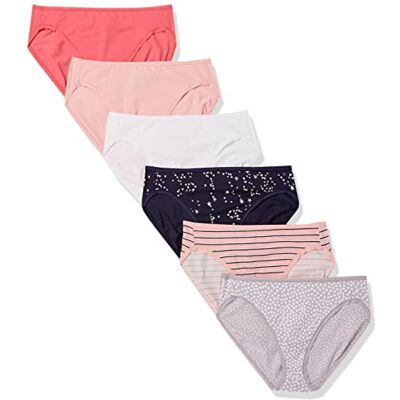 Amazon Essentials Women's Korta underkläder i bomull med höga ben (finns i plusstorlek), Pack of 6, Flerfärgad/Prickar/Rand/Stjärnor, M Amazon Essentials Women's Korta underkläder i bomull med höga ben (finns i plusstorlek), Pack of 6, Flerfärgad/Prickar/Rand/Stjärnor, M
