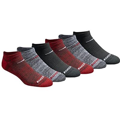 Saucony herrstrumpor, Svart röd blandad (6 par), X-Large Saucony herrstrumpor, Svart röd blandad (6 par), X-Large