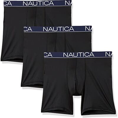 Nautica Men's Stretch Light Weight Mesh 3 Pack Boxer Brief, Black, Medium Nautica Men's Stretch Light Weight Mesh 3 Pack Boxer Brief, Black, Medium