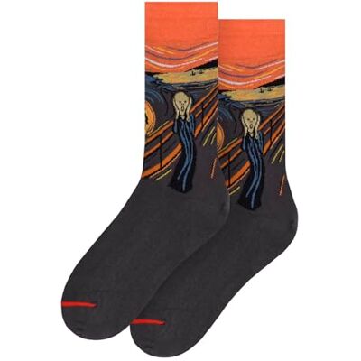 MuseARTa strumpor av bomull med målningen The Scream av konstnären Edvard Munch i storlek 46–49, EM-TSC-06–46–49, apelsin, 46-49 EU MuseARTa strumpor av bomull med målningen The Scream av konstnären Edvard Munch i storlek 46–49, EM-TSC-06–46–49, apelsin, 46-49 EU
