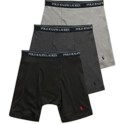 POLO RALPH LAUREN Men's Classic Fit Cotton Boxer Briefs, Trunks & Long Leg Available, 3-Pack, Andover Heather/Madison Heather/Black-3 Pack, Medium POLO RALPH LAUREN Men's Classic Fit Cotton Boxer Briefs, Trunks & Long Leg Available, 3-Pack, Andover Heather/Madison Heather/Black-3 Pack, Medium