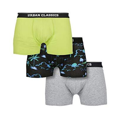Urban Classics Boxershorts för män, snögubbe, julboxershorts, 3-pack, julkalsonger för män, storlekar S–5XL, Island Aop+lime+grå, 5XL Urban Classics Boxershorts för män, snögubbe, julboxershorts, 3-pack, julkalsonger för män, storlekar S–5XL, Island Aop+lime+grå, 5XL
