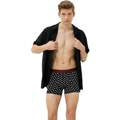 Koton Män Basic 3-pack boxerset game mönster elastisk midja, Svart design (03a), S Koton Män Basic 3-pack boxerset game mönster elastisk midja, Svart design (03a), S