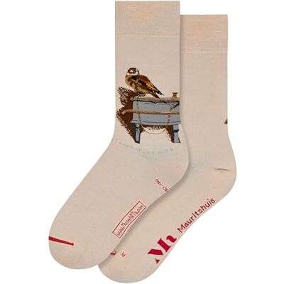MuseARTa strumpor av bomull med målningen The Goldfinch av konstnären Carel Fabritius i storlek 36–40, CF-TGL-06-36-40, Beige, 36-40 MuseARTa strumpor av bomull med målningen The Goldfinch av konstnären Carel Fabritius i storlek 36–40, CF-TGL-06-36-40, Beige, 36-40