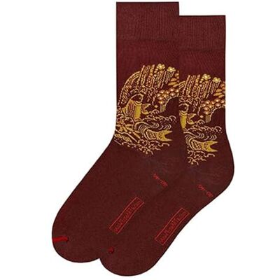 MuseARTa strumpor av bomull med målningen The Gate of the Dragon av konstnären Embroidered Fukusa i storlek 40–46, EF-GD-06–40–46, blå, 40-46 MuseARTa strumpor av bomull med målningen The Gate of the Dragon av konstnären Embroidered Fukusa i storlek 40–46, EF-GD-06–40–46, blå, 40-46