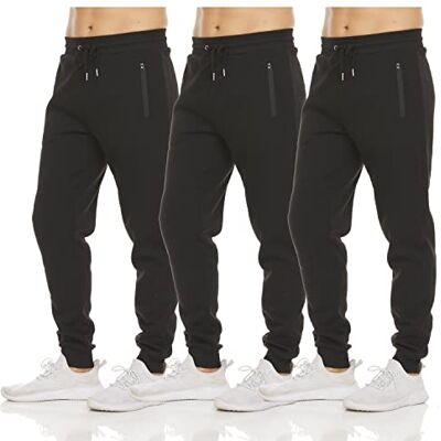 Pure 3-pack fleecebyxor för män, aktiva träningsbyxor med dragkedja och dragsko, storlek S-3XL, Uppsättning av 4, 3XL Pure 3-pack fleecebyxor för män, aktiva träningsbyxor med dragkedja och dragsko, storlek S-3XL, Uppsättning av 4, 3XL