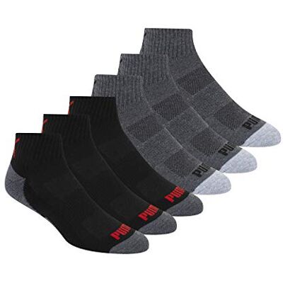 PUMA Socks Men's Quarter Cut Socks, Sock Size:10-13/Shoe Size: 6-12 Grey, Sock Size:10-13/Shoe Size: 6-12 (Pack of 6) PUMA Socks Men's Quarter Cut Socks, Sock Size:10-13/Shoe Size: 6-12 Grey, Sock Size:10-13/Shoe Size: 6-12 (Pack of 6)