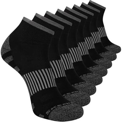Skechers mäns 8-pack Work Collection Quarter Crew, Extended Cushion & Mesh Ventilation strumpor, svart, 10-13 Skechers mäns 8-pack Work Collection Quarter Crew, Extended Cushion & Mesh Ventilation strumpor, svart, 10-13