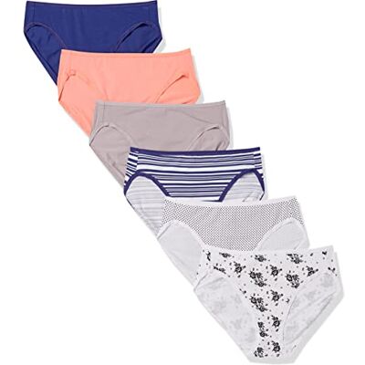 Amazon Essentials Women's Korta underkläder i bomull med höga ben (finns i plusstorlek), Pack of 6, Blommig/Flerfärgad/Prickar/Rand, L Amazon Essentials Women's Korta underkläder i bomull med höga ben (finns i plusstorlek), Pack of 6, Blommig/Flerfärgad/Prickar/Rand, L