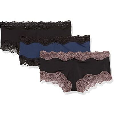 Maidenform Damhipstertrosor (3-pack), Svart/marinblå/svart med Rum Raisin, L Maidenform Damhipstertrosor (3-pack), Svart/marinblå/svart med Rum Raisin, L