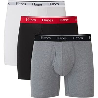 Hanes Originals boxershorts och kalsonger för män, stretch bomull fukttransporterande underkläder, modern passform låg höjning, multipack, Vanligt ben – vit, svart, betongljung – 3-pack, S Hanes Originals boxershorts och kalsonger för män, stretch bomull fukttransporterande underkläder, modern passform låg höjning, multipack, Vanligt ben – vit, svart, betongljung – 3-pack, S