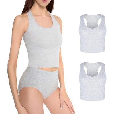 MARILYN Damlinne, undertröjor, bomull, rund hals, toppar, ärmlös, basic, melange, L 2 par, blandning, L MARILYN Damlinne, undertröjor, bomull, rund hals, toppar, ärmlös, basic, melange, L 2 par, blandning, L