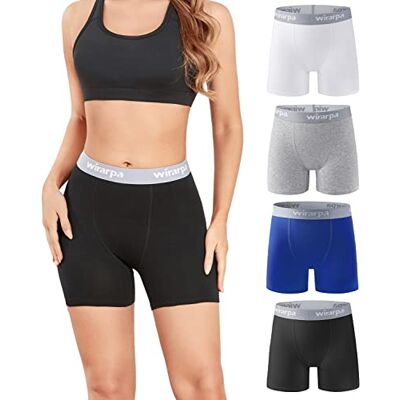 wirarpa boxertrosor för kvinnor med 14 cm (5,5 tum) innerbenslängd, skavfria boxertrosor att bära under klänningar och leggings, 4-pack., XL wirarpa boxertrosor för kvinnor med 14 cm (5,5 tum) innerbenslängd, skavfria boxertrosor att bära under klänningar och leggings, 4-pack., XL