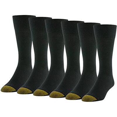 GOLDTOE Men's Cambridge Crew Socks, 6-Pairs, Black, Large GOLDTOE Men's Cambridge Crew Socks, 6-Pairs, Black, Large