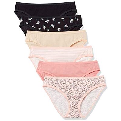 Amazon Essentials Women's Bikinitrosor underkläder i bomull (finns i plusstorlek), Pack of 6, Blommig/Ditsy blomster/Flerfärgad/Minirand, XL Amazon Essentials Women's Bikinitrosor underkläder i bomull (finns i plusstorlek), Pack of 6, Blommig/Ditsy blomster/Flerfärgad/Minirand, XL