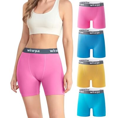 wirarpa boxertrosor för kvinnor med 14 cm (5,5 tum) innerbenslängd, skavfria boxertrosor att bära under klänningar och leggings, 4-pack., XL wirarpa boxertrosor för kvinnor med 14 cm (5,5 tum) innerbenslängd, skavfria boxertrosor att bära under klänningar och leggings, 4-pack., XL