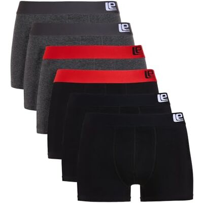 Lower East H boxershorts, retro, set om 6, Svart, antracit, mörkblå, XXL Lower East H boxershorts, retro, set om 6, Svart, antracit, mörkblå, XXL