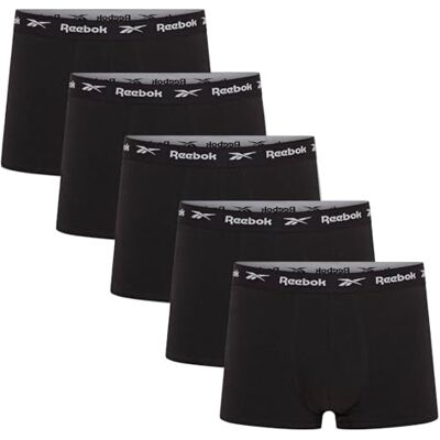 Reebok Boyes Boxers För Män, 5-Pack Sportshorts, Andningsbara Och Töjbara Bomullsunderkläder För Män, Multipack Boxershorts, Svart, M Reebok Boyes Boxers För Män, 5-Pack Sportshorts, Andningsbara Och Töjbara Bomullsunderkläder För Män, Multipack Boxershorts, Svart, M