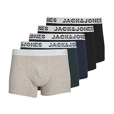 JACK & JONES JACDALLAS Logo kalsonger 5-pack, Ljusgrå melange/förpackning: magisk skog – marinblå blazer – svart – svart, L JACK & JONES JACDALLAS Logo kalsonger 5-pack, Ljusgrå melange/förpackning: magisk skog – marinblå blazer – svart – svart, L