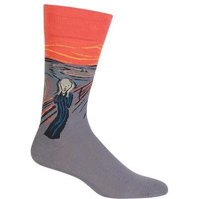 Hot Sox Män konstnärsserie nyhet mode casual crew-strumpor, Scream (Orange), 43-47 EU Hot Sox Män konstnärsserie nyhet mode casual crew-strumpor, Scream (Orange), 43-47 EU