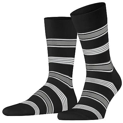 FALKE Herrstrumpor Marina Stripe biologisk bomull mönstrad 1 par, svart (svart 3000), 39–40, Svart (svart 3000), 39-40 EU FALKE Herrstrumpor Marina Stripe biologisk bomull mönstrad 1 par, svart (svart 3000), 39–40, Svart (svart 3000), 39-40 EU
