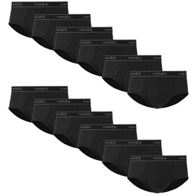 Hanes underkläder för män, bomull Mid Rise trosor, täckt midja, fukttransporterande, multipack, Svart 12-pack, XXL Hanes underkläder för män, bomull Mid Rise trosor, täckt midja, fukttransporterande, multipack, Svart 12-pack, XXL
