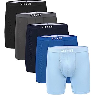GITYEE Men's Breathable Mesh Tagless Athletic Work Underwear Boxer Briefs, Pack of 5 (Medium, Black/Grey/Navy/Blue/Light Blue) GITYEE Men's Breathable Mesh Tagless Athletic Work Underwear Boxer Briefs, Pack of 5 (Medium, Black/Grey/Navy/Blue/Light Blue)