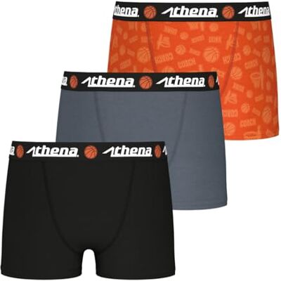 Athena Trio Pop Lh13 underkläder pojke, Enfärgad svart enfärgad grå antracit tryck korg svart bälte med basketboll, 10 ans Athena Trio Pop Lh13 underkläder pojke, Enfärgad svart enfärgad grå antracit tryck korg svart bälte med basketboll, 10 ans