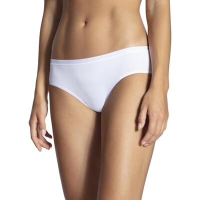 CALIDA Comfort trosor för kvinnor, normal passform, naturlig glans och mjukt grepp, ogenomskinlig, Vit (Weiss 001), 22-50 CALIDA Comfort trosor för kvinnor, normal passform, naturlig glans och mjukt grepp, ogenomskinlig, Vit (Weiss 001), 22-50