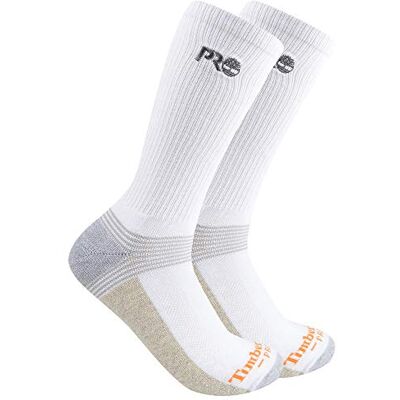 Timberland PRO Herr 2-pack ribbad logotyp crew-strumpor, vit, stor, Vitt, Large Timberland PRO Herr 2-pack ribbad logotyp crew-strumpor, vit, stor, Vitt, Large