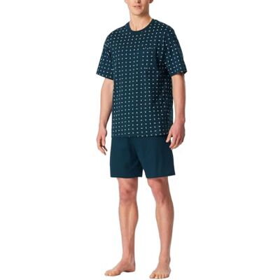 Schiesser Herrpyjamas kort rund hals – nattkläder set, bensin, 48 Schiesser Herrpyjamas kort rund hals – nattkläder set, bensin, 48