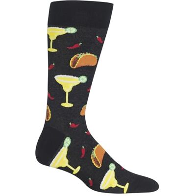 Hot Sox Mäns mat och Booze nyhet casual crew-strumpor, Margarita and Tacos (Black), M Hot Sox Mäns mat och Booze nyhet casual crew-strumpor, Margarita and Tacos (Black), M