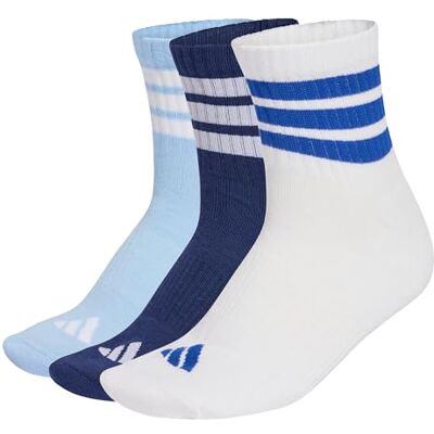 adidas unisex vuxen 3 STRIPES CUSHIONED SPORTSWEAR MID CUT SOCKS 3 PAIR PACK, dark blue/white/glow blue, 45-48 adidas unisex vuxen 3 STRIPES CUSHIONED SPORTSWEAR MID CUT SOCKS 3 PAIR PACK, dark blue/white/glow blue, 45-48