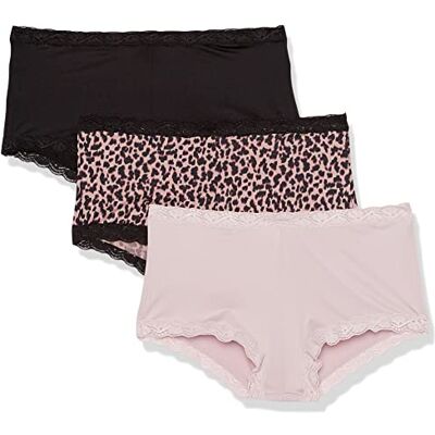 Maidenform Boyshorts-trosor för kvinnor, damunderkläder i mikrofiber med spets, fantastisk passform, 3-pack, XL Maidenform Boyshorts-trosor för kvinnor, damunderkläder i mikrofiber med spets, fantastisk passform, 3-pack, XL