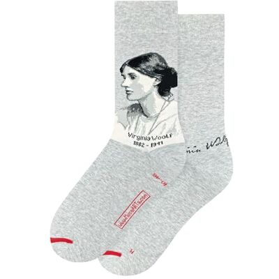 MuseARTa strumpor av bomull med målning porträtt av Virginia Woolf av konstnären George Charles Beresford i storlek 36–40, GB-VW-12-36–40, GRÅ, 36-40 MuseARTa strumpor av bomull med målning porträtt av Virginia Woolf av konstnären George Charles Beresford i storlek 36–40, GB-VW-12-36–40, GRÅ, 36-40