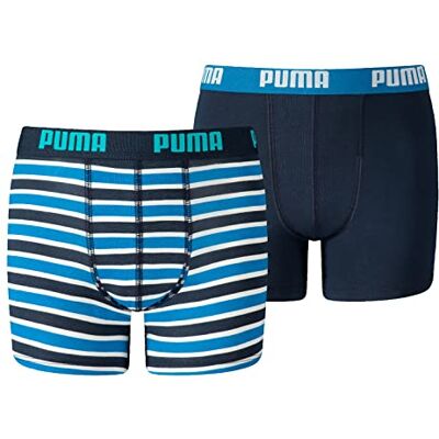 PUMA Pojkars Basic boxershorts med tryck (förpackning med 2), BLÅ, 128 cm PUMA Pojkars Basic boxershorts med tryck (förpackning med 2), BLÅ, 128 cm