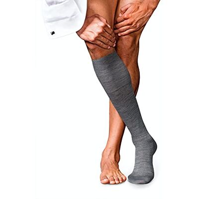 FALKE herr nr. 6 knästrumpor ventilerande klimatreglerande lukthämmande ull silke hög kvalitet elegant förstärkta herrstrumpor platt söm tryckfri fotspets fin business 1 par, Grå (Light Grey Melange FALKE herr nr. 6 knästrumpor ventilerande klimatreglerande lukthämmande ull silke hög kvalitet elegant förstärkta herrstrumpor platt söm tryckfri fotspets fin business 1 par, Grå (Light Grey Melange