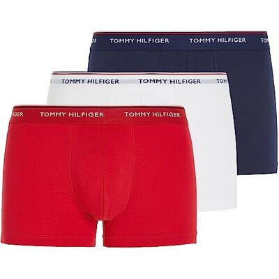 Tommy Hilfiger 3p Trunk För Män Shorts, Vit/tango röd/peacoat, S Tommy Hilfiger 3p Trunk För Män Shorts, Vit/tango röd/peacoat, S