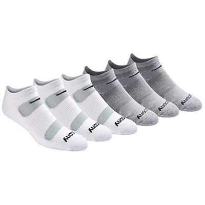Saucony multipack nät ventilation komfort passform prestanda no-show strumpor (förpackning med 6), Grå mode (6 par), L Saucony multipack nät ventilation komfort passform prestanda no-show strumpor (förpackning med 6), Grå mode (6 par), L