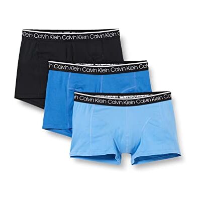 Calvin herr Trunk 3-pack, Svart/Delft/Silver Sjöblå, M Calvin herr Trunk 3-pack, Svart/Delft/Silver Sjöblå, M