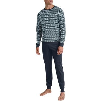 CALIDA Relax Streamline manschettpyjamas för män, tillverkad av 100% bomull, Aquamarine, 58-60 CALIDA Relax Streamline manschettpyjamas för män, tillverkad av 100% bomull, Aquamarine, 58-60