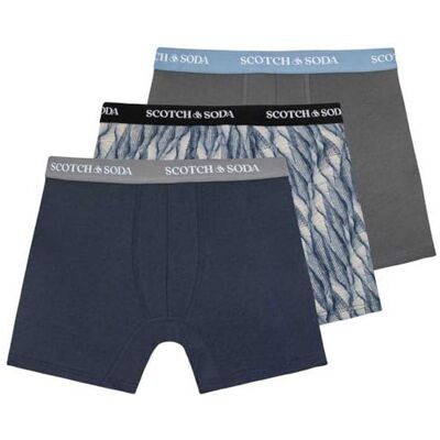 Scotch & Soda 3Pk Ctn Strtch Bxr Brf-Mnl Box, Blå/Grå 434, S Scotch & Soda 3Pk Ctn Strtch Bxr Brf-Mnl Box, Blå/Grå 434, S