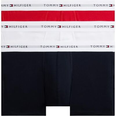 Tommy Hilfiger Herr Trunk Signature boxershorts 3-pack, Flerfärgad (ökenhimmel/vit/primär röd), XL Tommy Hilfiger Herr Trunk Signature boxershorts 3-pack, Flerfärgad (ökenhimmel/vit/primär röd), XL