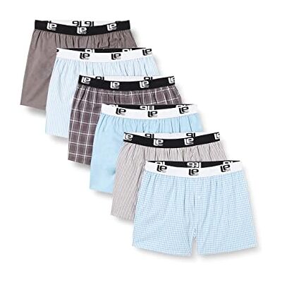 Lower East Amerikanska boxershorts med resår i midjan, Herr, Ljusblå/grå (6-pack), M Lower East Amerikanska boxershorts med resår i midjan, Herr, Ljusblå/grå (6-pack), M