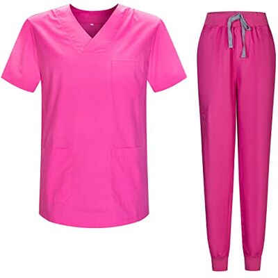 MISEMIYA Sanitära pyjamas Set Sanitära uniformer Unisex Medicinska uniformer 817-8316, Rosa, S MISEMIYA Sanitära pyjamas Set Sanitära uniformer Unisex Medicinska uniformer 817-8316, Rosa, S
