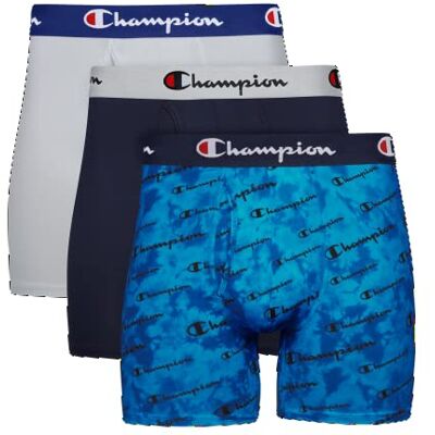 Champion Retroshorts för män, Blått tryck med -logotyp/marinblå/silversten, XL Champion Retroshorts för män, Blått tryck med -logotyp/marinblå/silversten, XL