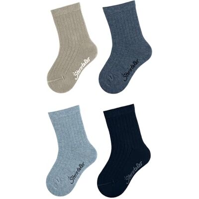 Sterntaler Unisex strumpor 4-pack ribba, bläckblå melange, 18 Sterntaler Unisex strumpor 4-pack ribba, bläckblå melange, 18