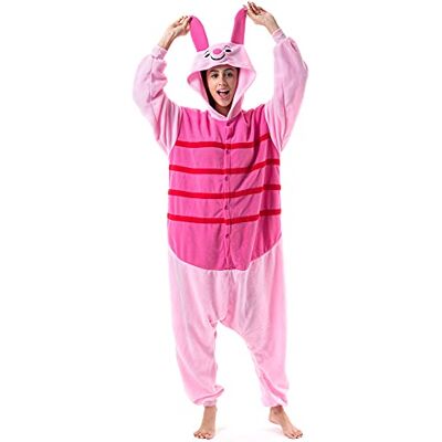 Beauty Shine unisex vuxna djur Totoro juldräkt plysch pyjamas, Smågrisglas, L Beauty Shine unisex vuxna djur Totoro juldräkt plysch pyjamas, Smågrisglas, L