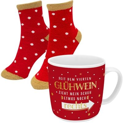 GRUSS & CO kopp sockset motiv "glöggvin" Presentset med 1 kopp och 1 par strumpor, storlek 36–40, i presentförpackning vinterpresent 51157 GRUSS & CO kopp sockset motiv "glöggvin" Presentset med 1 kopp och 1 par strumpor, storlek 36–40, i presentförpackning vinterpresent 51157